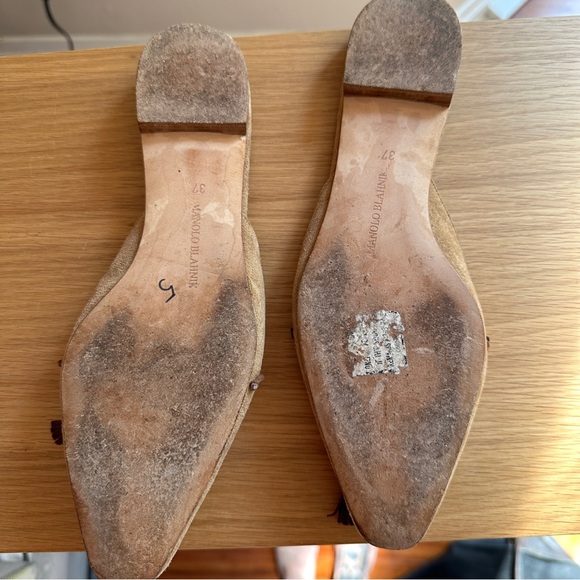 Manolo Blahnik Brown Suede Whipstitch Mules - Picture 2 of 4